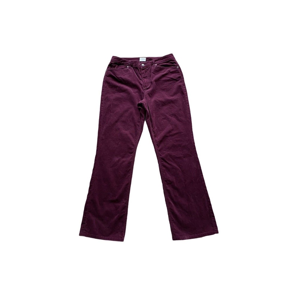 (2) Chicos Womens Corduroy Pants Size 1.5 Regular Straight Trousers Berry & Blue - Picture 3 of 12